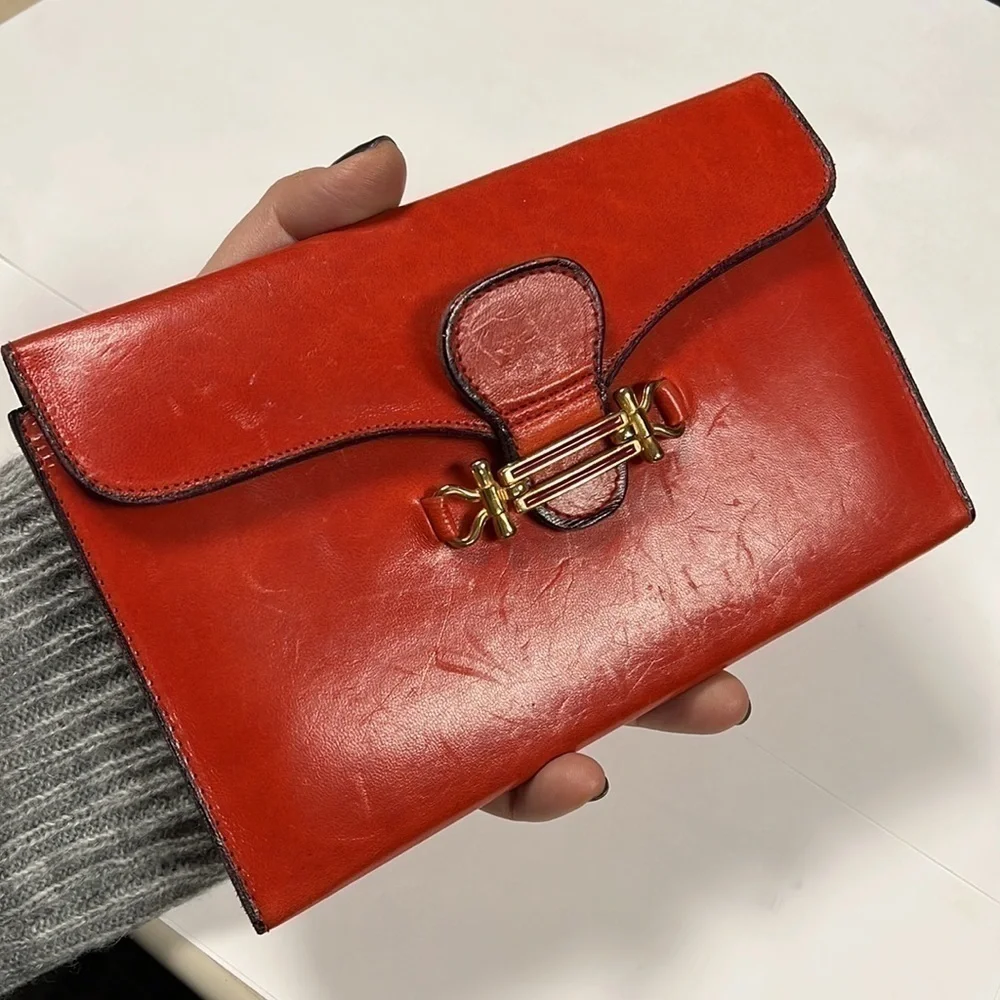 Griffon Red Leather Large Manicure Clutch Kit